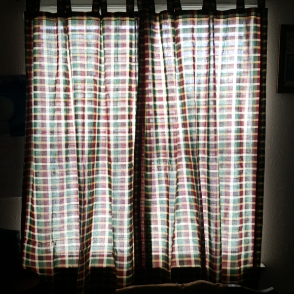 Plaid Tab top curtains (2) - Picture 3 of 5
